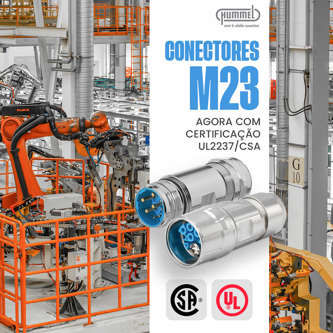 Conectores M23: Orgulho que conecta — Conectores híbridos M23 com certificação UL2237/CSAC