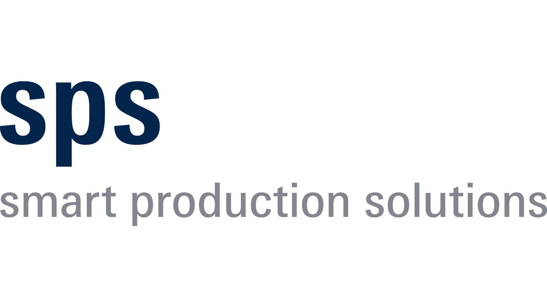SPS logo: dark blue 'sps' wordmark with the gray slogan 'smart production solutions' underneath